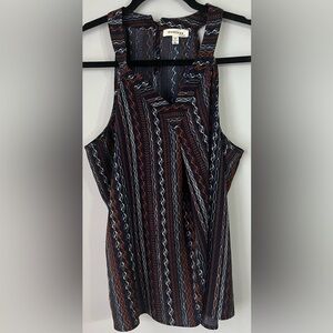 Monteau Aztec stripped women’s XL sleeveless navy/red top w/ peek hole back